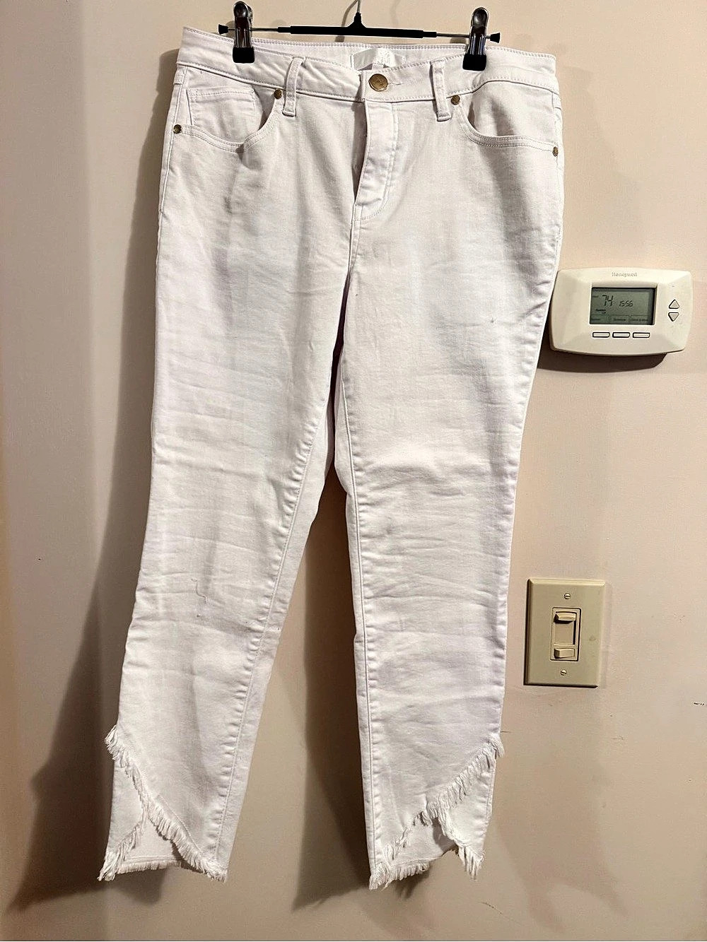 1822 Denim White Frayed Hem Ankle Jeans Waist 10